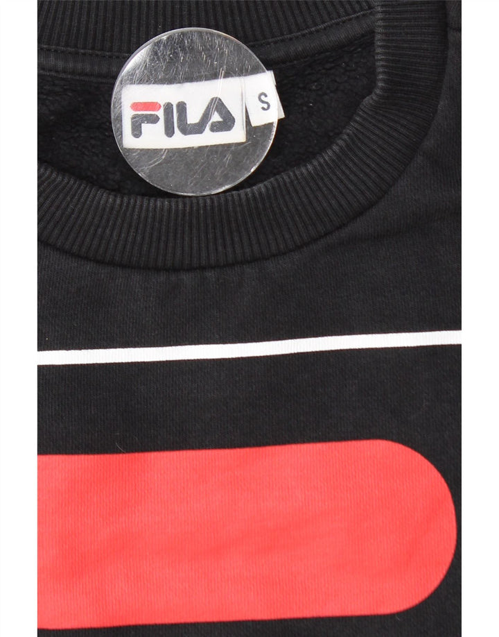 FILA Mens Graphic Sweatshirt Jumper Small Navy Blue Colourblock Cotton