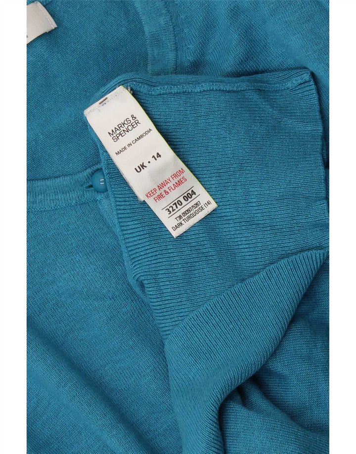 Marks & Spencer Γυναικεία ζακέτα πουλόβερ UK 14 μεσαία τιρκουάζ βισκόζη