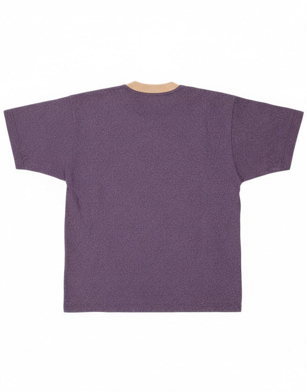 Vintage Ανδρικό γραφικό T-Shirt Top μεγάλο μωβ φλοράλ βαμβακερό