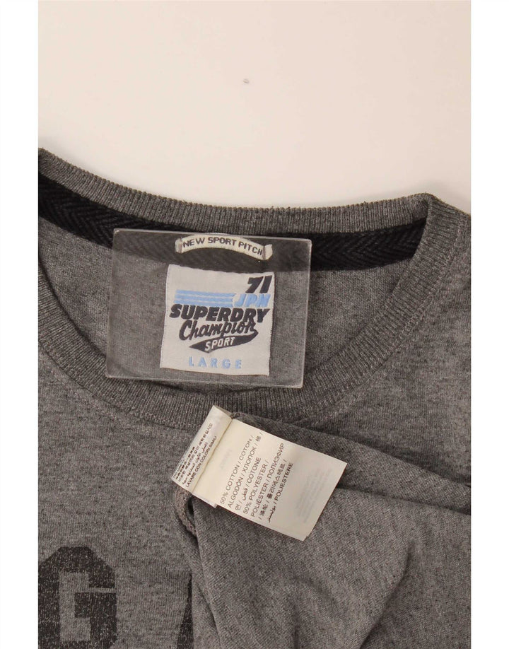 Ανδρικό γραφικό μπλουζάκι Superdry Top μεγάλο γκρι βαμβακερό