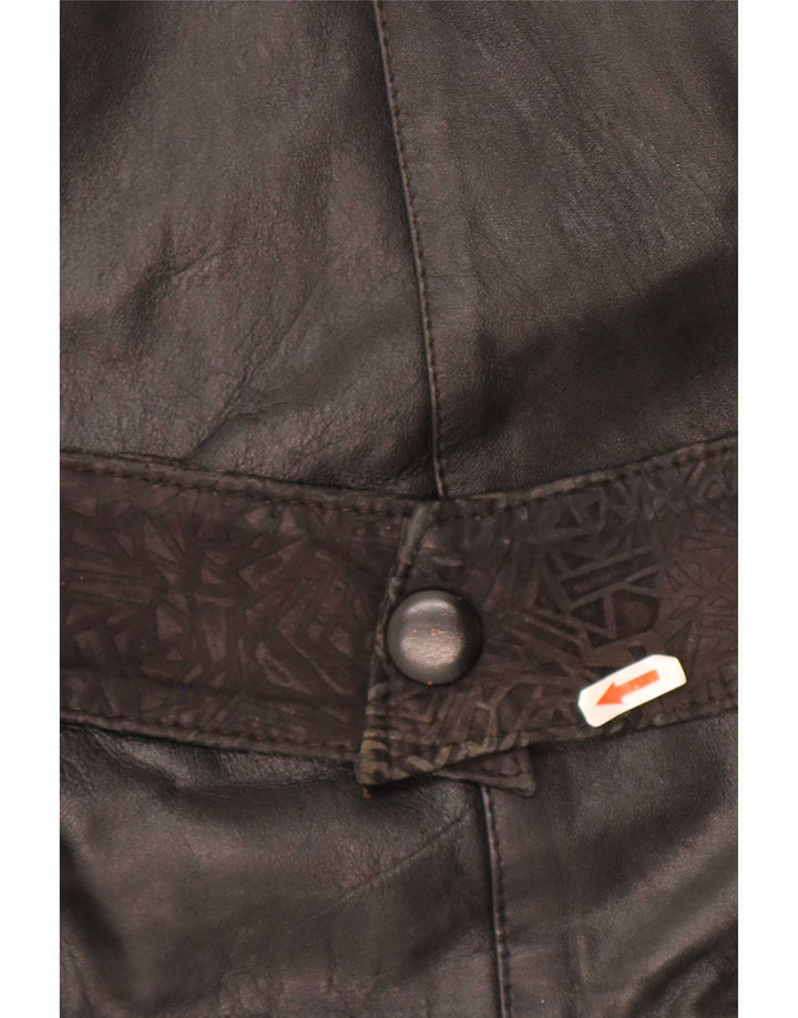 Vintage Γυναικείο Oversized Δερμάτινο Μπουφάν UK 10 Small Black