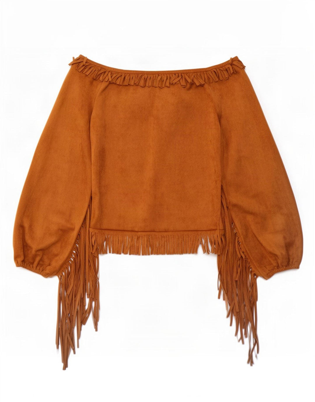 Vintage Γυναικείο Crop Off Shoulder Top 12 μεσαίου καφέ πολυεστέρας