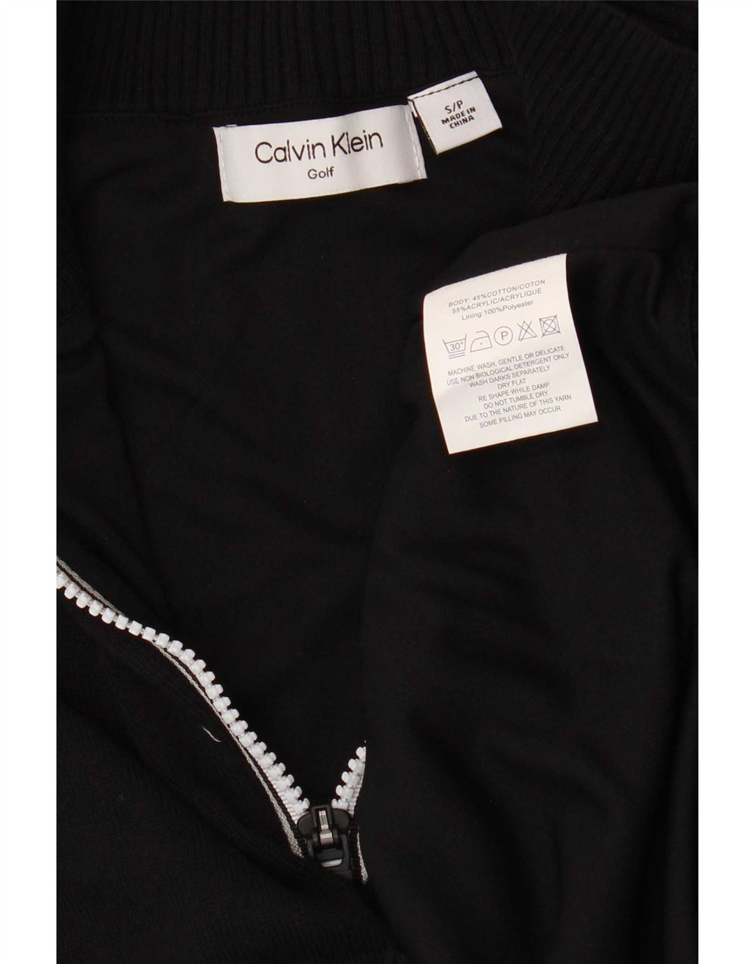 Ανδρικό πουλόβερ Calvin Klein με φερμουάρ, μικρό μαύρο βαμβακερό