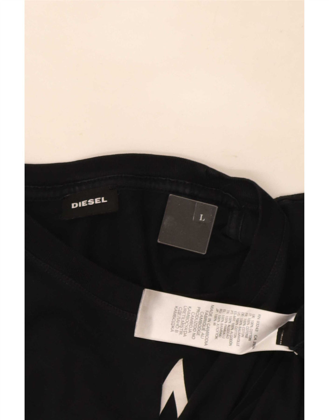 Ανδρικό γραφικό T-Shirt Diesel Top μεγάλο μαύρο βαμβακερό