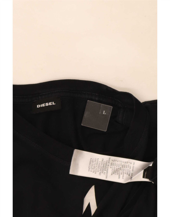 Ανδρικό γραφικό T-Shirt Diesel Top μεγάλο μαύρο βαμβακερό