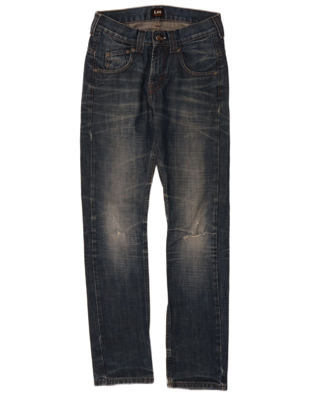 LEE Boys Distressed Slim Jeans 11-12 ετών W26 L30 Blue Cotton