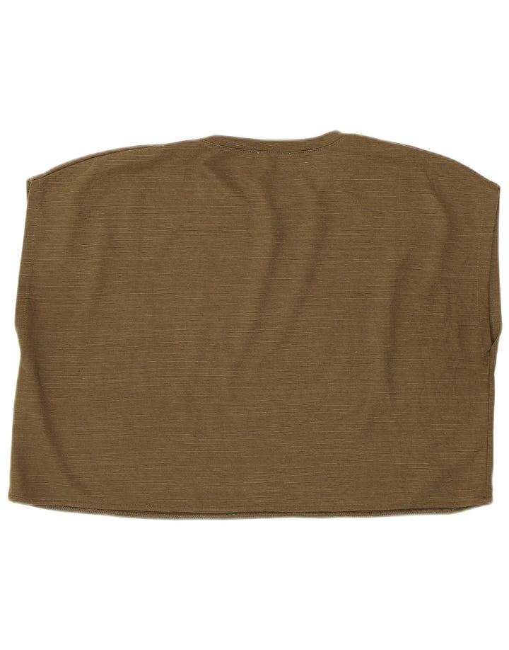 Zara Γυναικείο Αμάνικο Oversized Crop Top UK 14 Medium Khaki Polyester