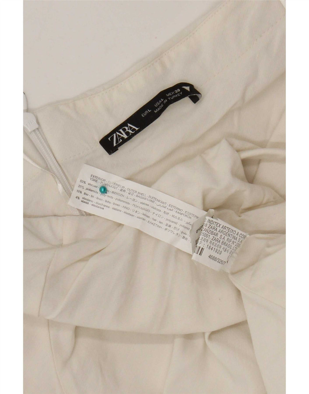 Zara Γυναικείο Mini Halter Φόρεμα UK 14 Μεγάλη Λευκή Βισκόζη