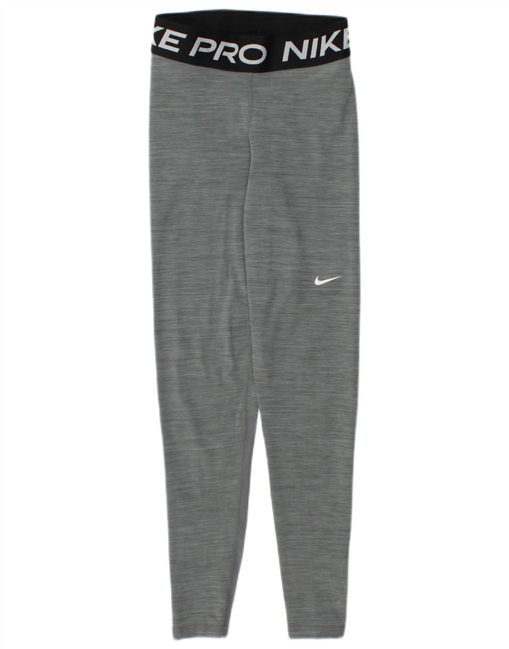 Γυναικεία γραφικά κολάν NIKE Dri Fit UK 4 XS με γκρι πολυεστέρα