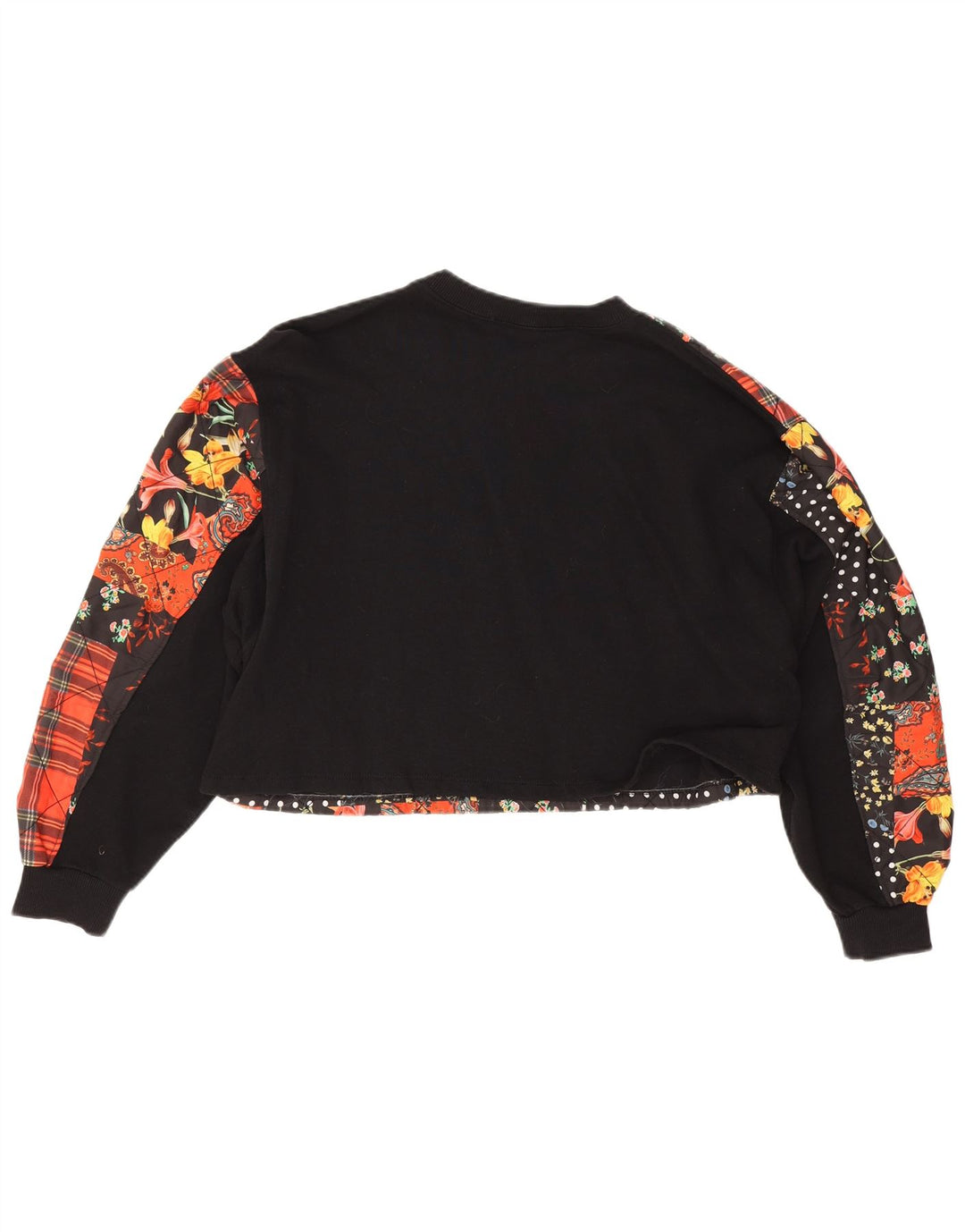 Zara Γυναικεία φούτερ Oversized Crop Jumper UK 14 Medium Black Patchwork