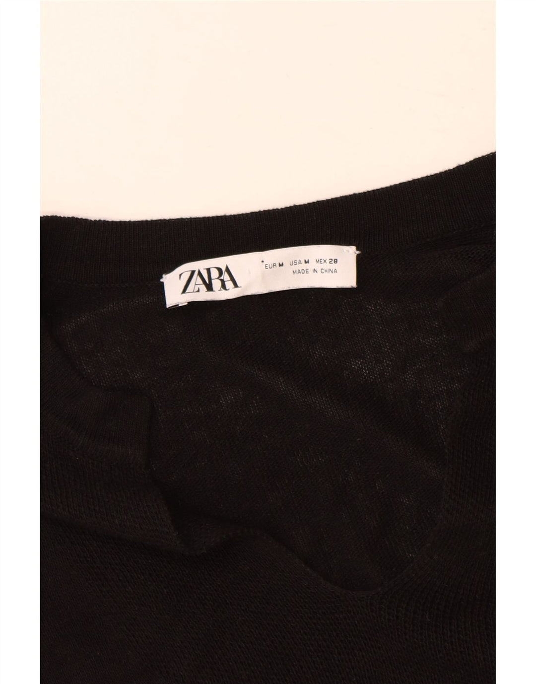 Zara Γυναικείο πουλόβερ 3/4 με V λαιμόκοψη UK 14 Μεσαίο Μαύρο