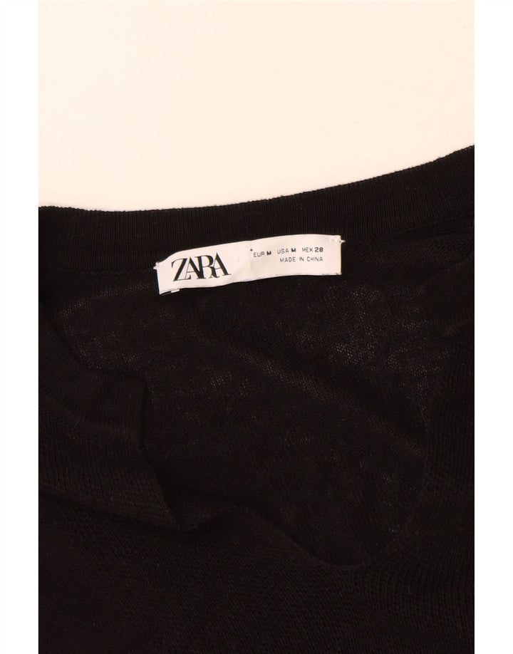 Zara Γυναικείο πουλόβερ 3/4 με V λαιμόκοψη UK 14 Μεσαίο Μαύρο
