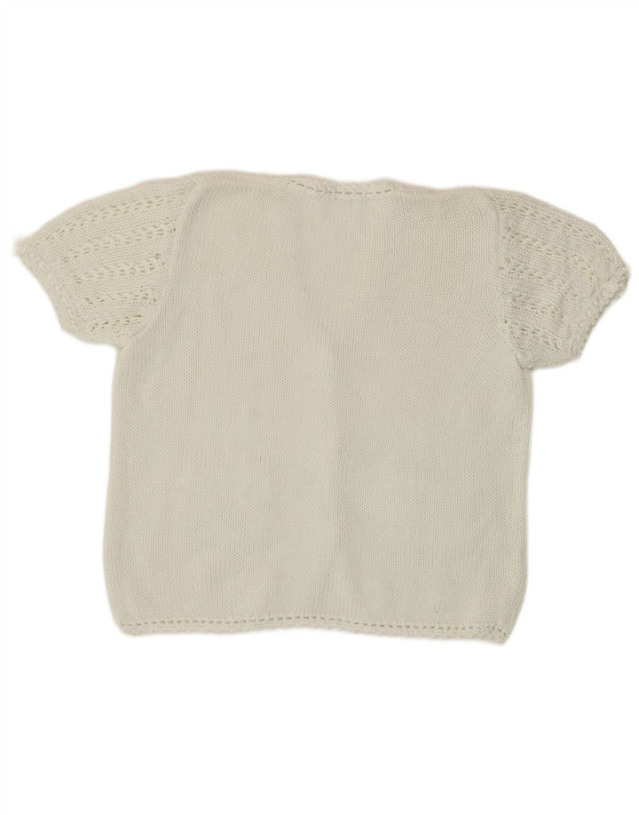 Vintage γυναικείο κοντομάνικο ζακέτα UK 12 Medium White