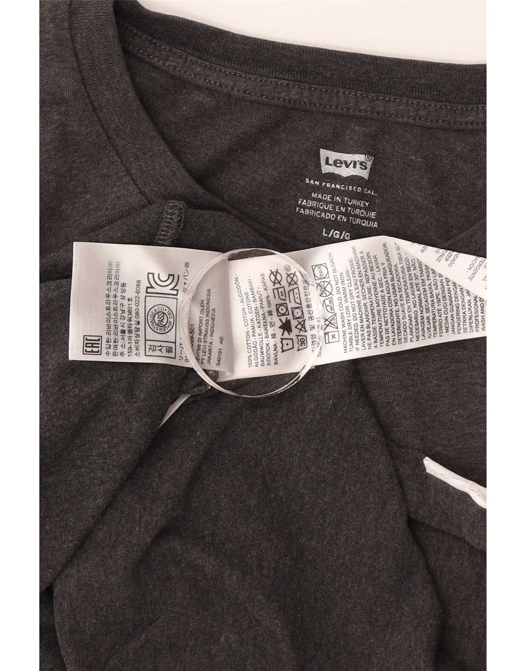 Ανδρικό γραφικό T-Shirt Levi's Top Large Grey Colourblock Βαμβακερό