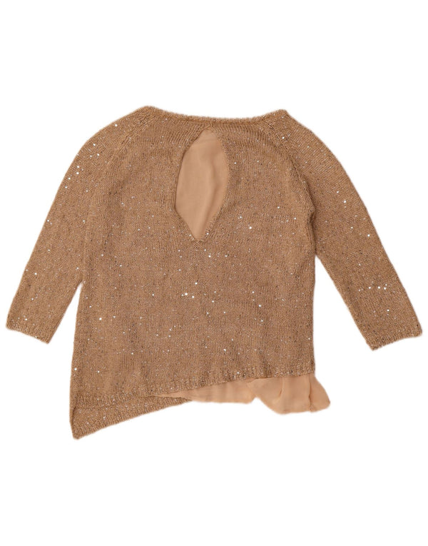 Zara γυναικείο ασύμμετρο πουλόβερ με λαιμόκαυστο UK 14 μεσαίου μπεζ φλεκ