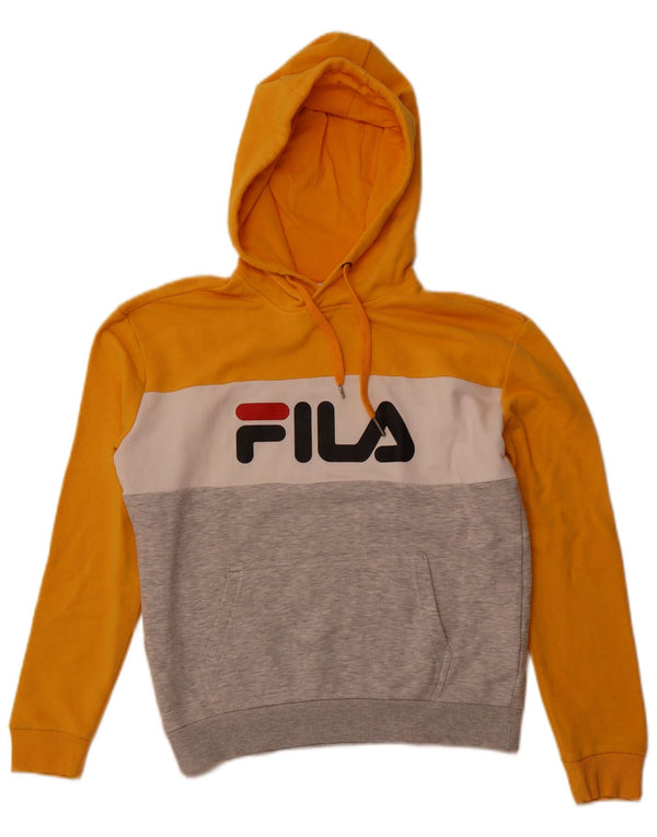 FILA Boys Graphic Hoodie Jumper 13-14 Years Small Yellow Colourblock