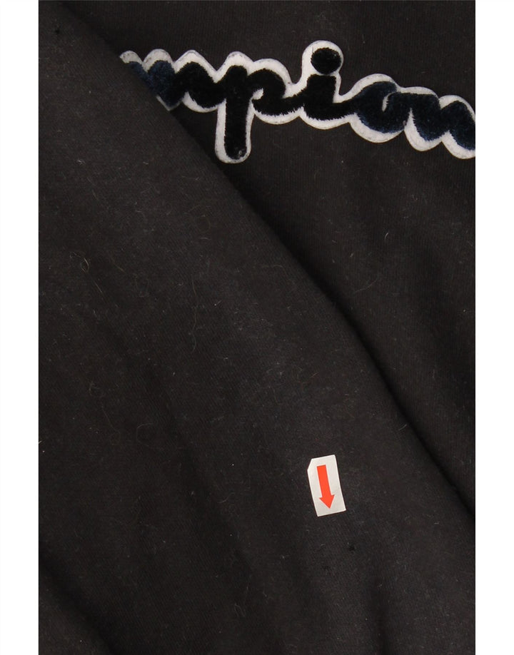 CHAMPION Mens Graphic Hoodie Jumper Medium Black Cotton Vintage Champion and Second-Hand Champion from Messina Hembry 