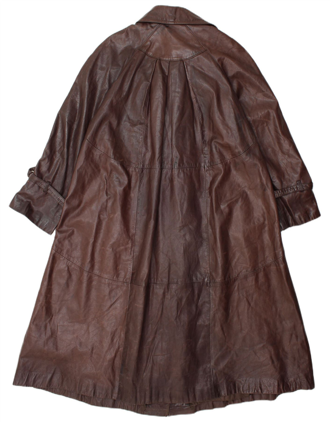 VINTAGE Γυναικείο Δερμάτινο Παλτό UK 14 Μεσαίο Καφέ