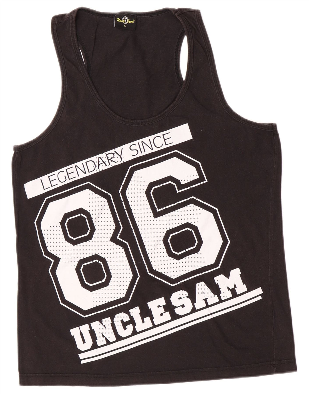 Uncle Sam Boys Graphic Vest Top 15-16 Years Larg Black Cotton