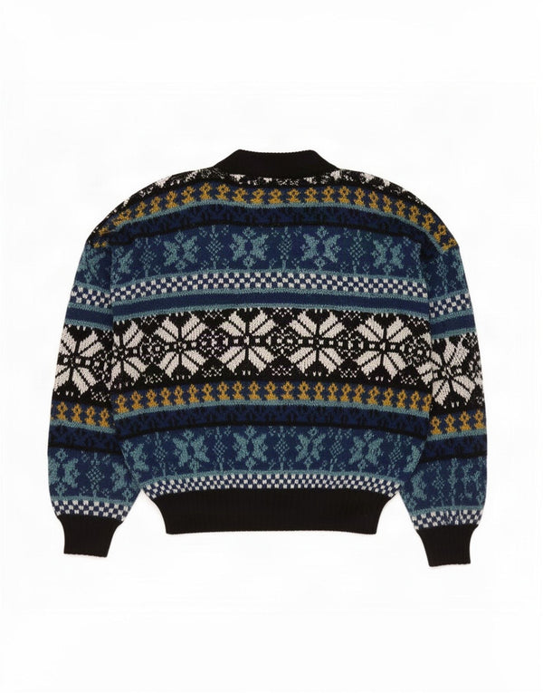 Vintage Womens Turtle Neck Jumper Sweater UK 18 XL Blue Fair Isle Acrylic