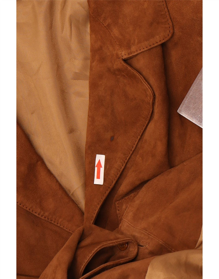 Vintage Ανδρικό Suede Blazer Jacket IT 48 Δερμάτινο μεσαίο καφέ