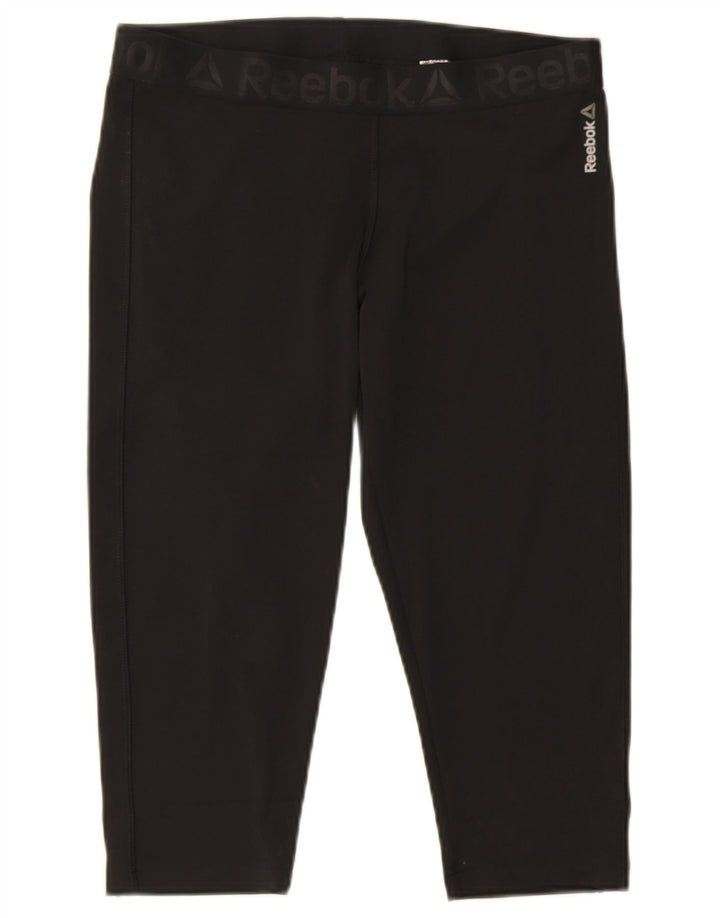Reebok Γυναικεία Κάπρι Κολάν UK 16/18 Μεγάλος Μαύρος Πολυεστέρας