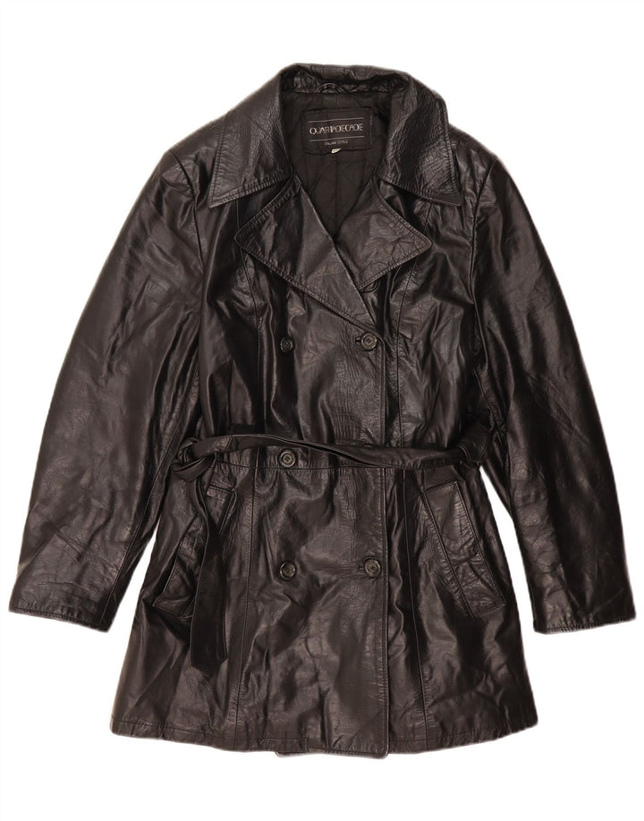 Vintage Γυναικείο Δερμάτινο Παλτό IT 44 Μεσαίο Μαύρο