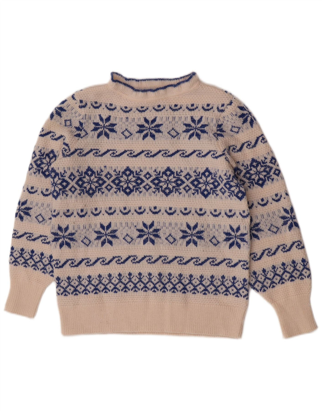 Monsoon γυναικείο πουλόβερ με λαιμό χελώνα UK 12 Medium White Fair Isle