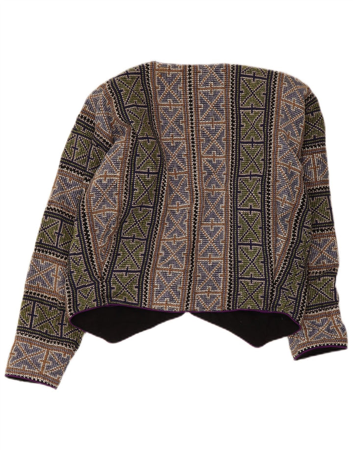 Vintage Γυναικείο Crop Blazer Jacket UK 14 Medium Πολύχρωμο Γεωμετρικό