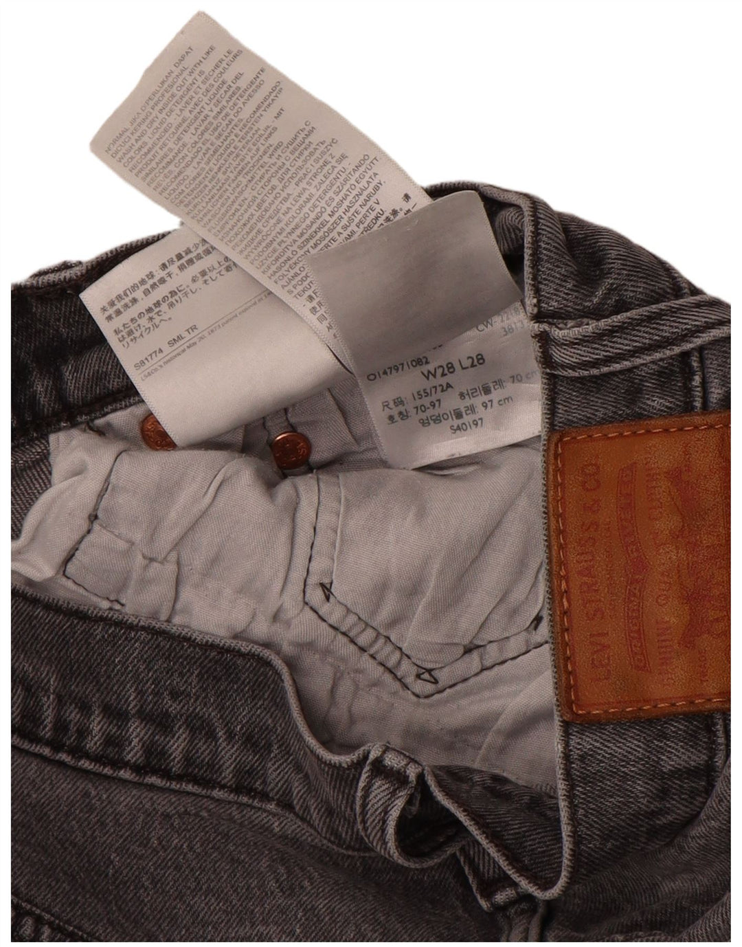Levi's Womens 501 Straight Jeans W28 L28 Γκρι βαμβακερό