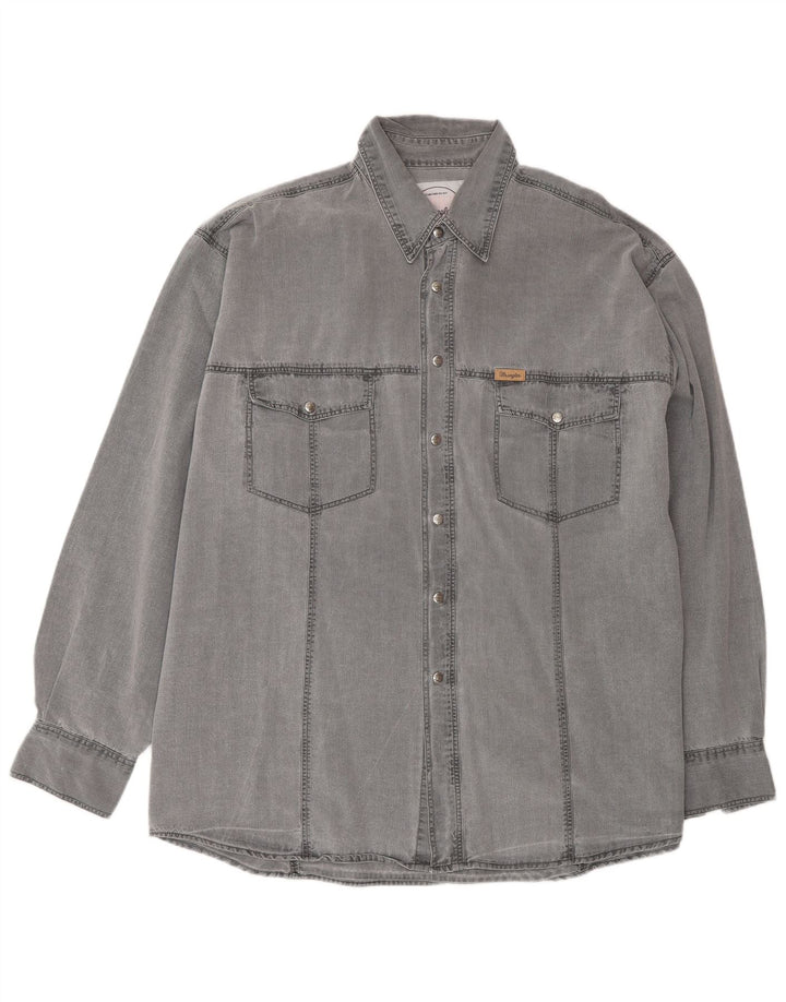 Ανδρικό τζιν πουκάμισο Wrangler XL Γκρι βαμβακερό