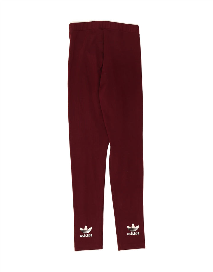 ADIDAS Womens Graphic Leggings UK 8 Small  Burgundy Polyester Vintage Adidas and Second-Hand Adidas from Messina Hembry 