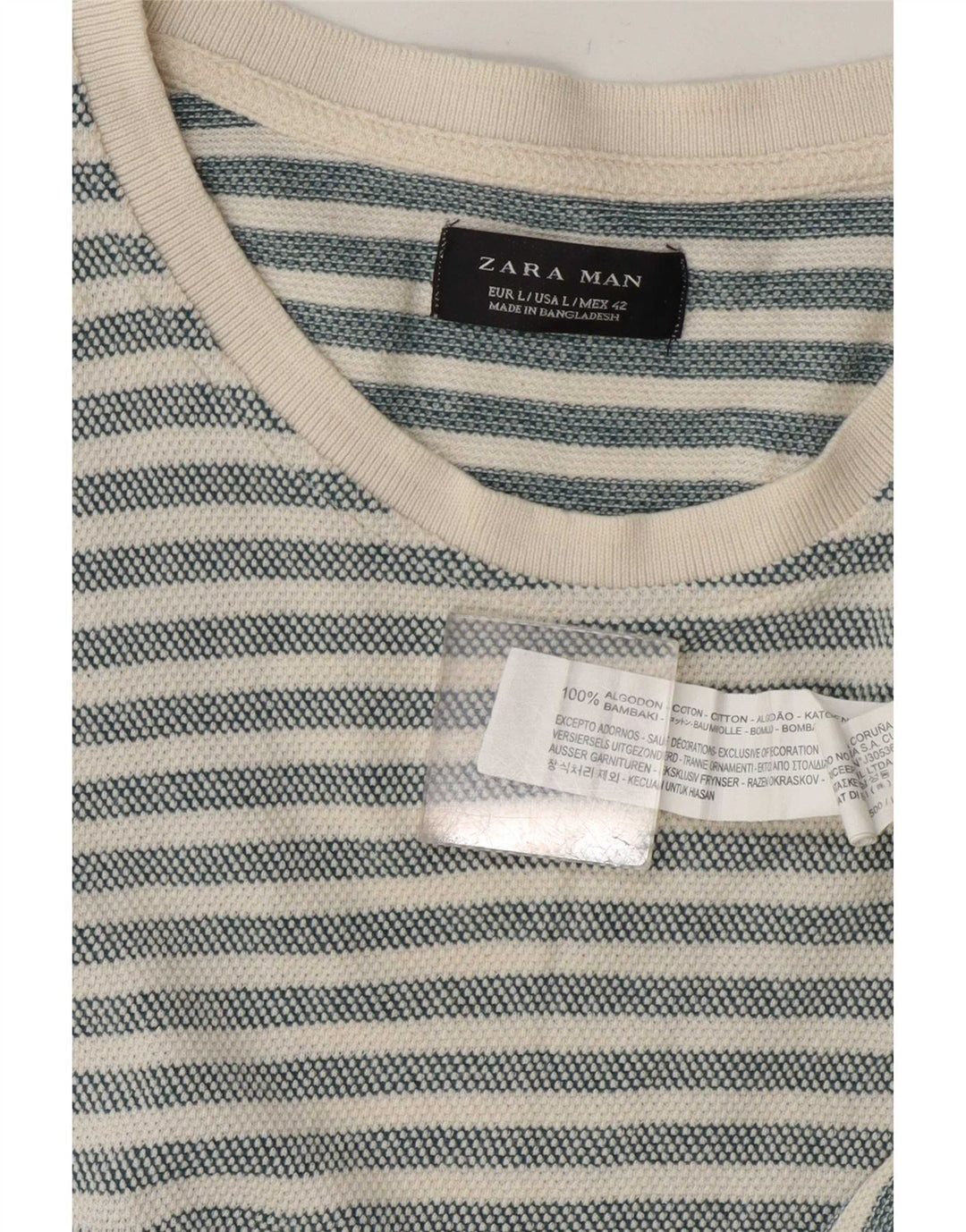 Zara Ανδρικό T-Shirt Top μεγάλο γκρι ριγέ βαμβακερό
