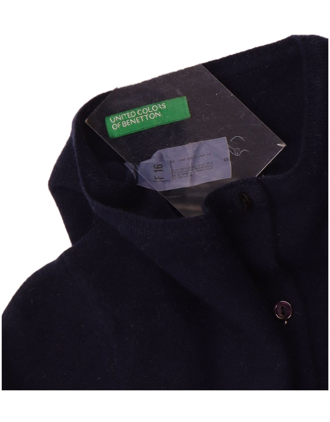 BENETTON Γυναικεία ζακέτα πουλόβερ 15-16 ετών Small Navy Blue Wool