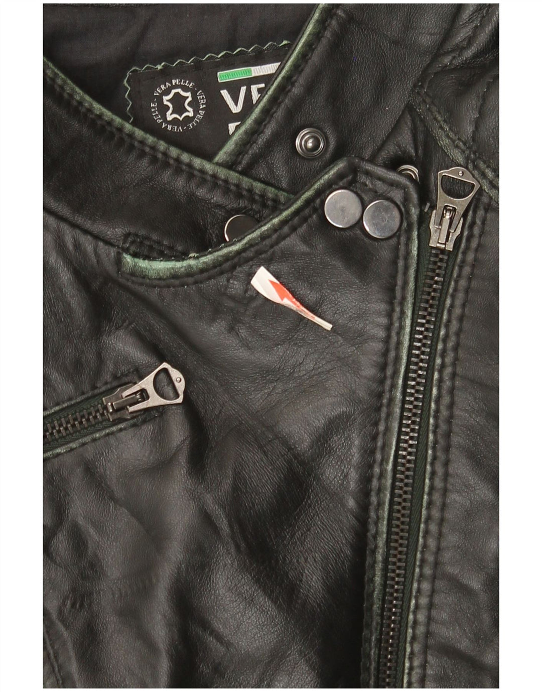 Vintage Γυναικείο Δερμάτινο Μπουφάν Biker IT 44 Μεσαίο Μαύρο Δερμάτινο