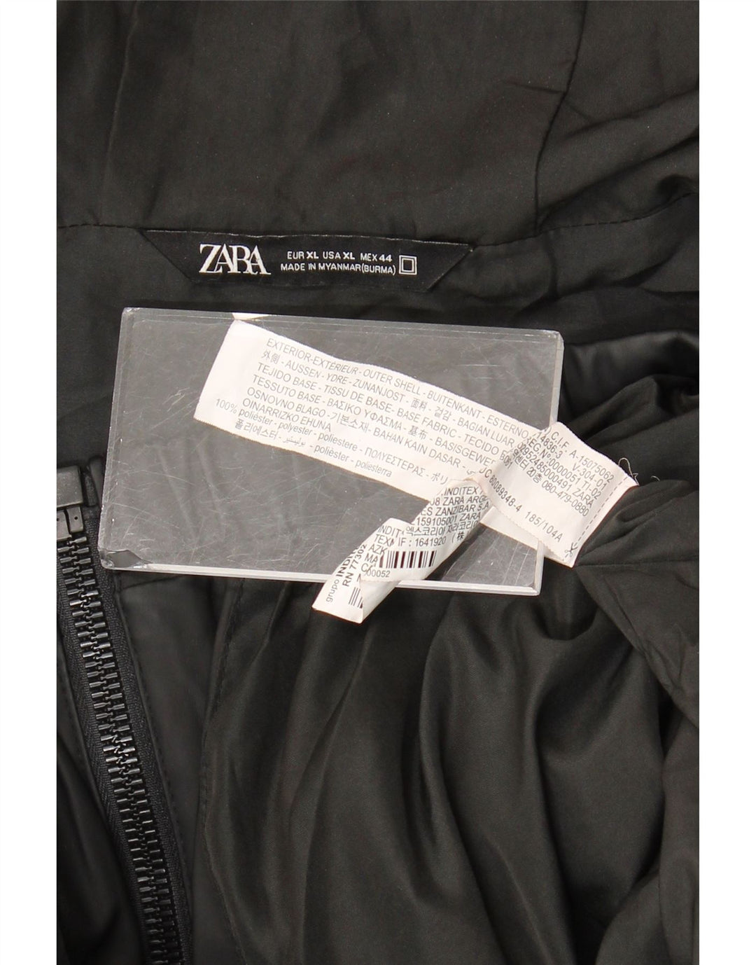 Zara Ανδρικό μπουφάν βροχής με κουκούλα UK 42 XL μαύρο πολυεστέρα