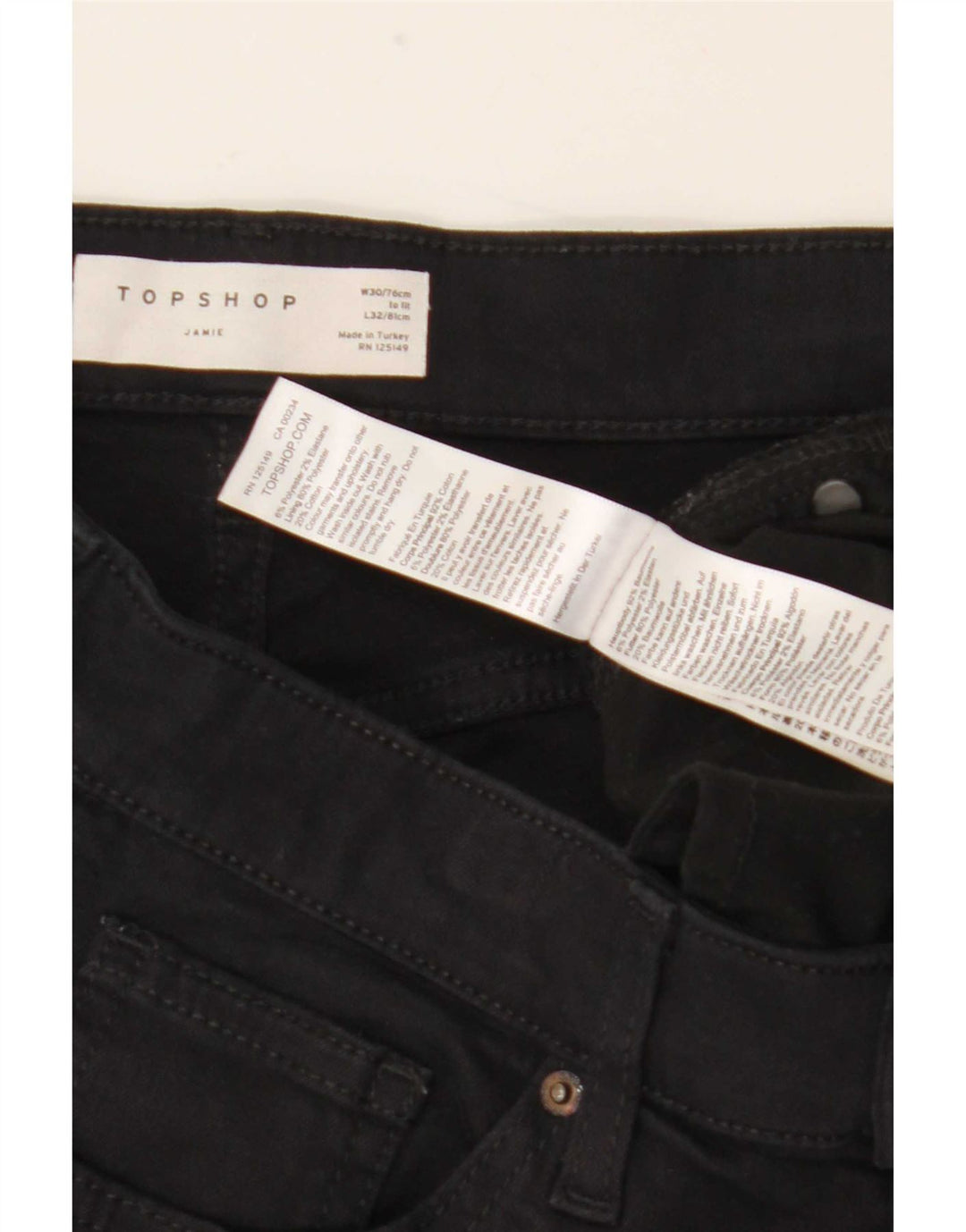 Topshop Γυναικεία Skinny Jeans W30 L32 Μαύρο Πολυεστέρας
