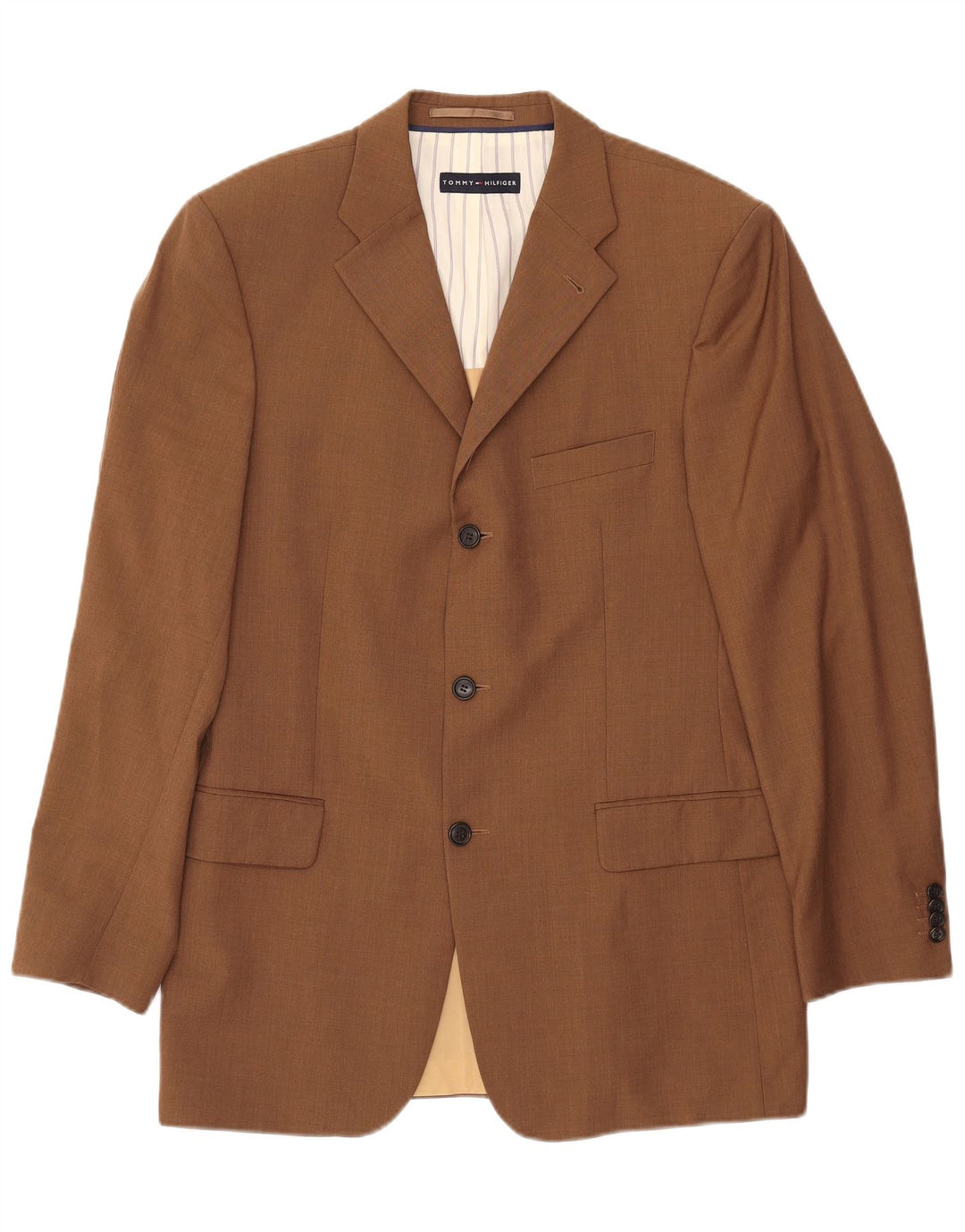 TOMMY HILFIGER Ανδρικό σακάκι με 3 κουμπιά σακάκι UK 38 μεσαίο καφέ μαλλί