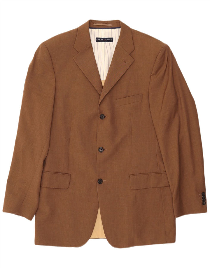 TOMMY HILFIGER Ανδρικό σακάκι με 3 κουμπιά σακάκι UK 38 μεσαίο καφέ μαλλί