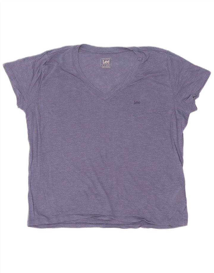 Lee Γυναικείο T-Shirt με κανονική εφαρμογή Top UK 16 Large Blue Lyocell