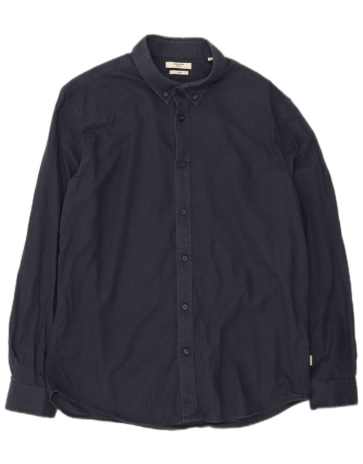 Jack & Jones Ανδρικό Slim πουκάμισο XL Navy Blue βαμβακερό