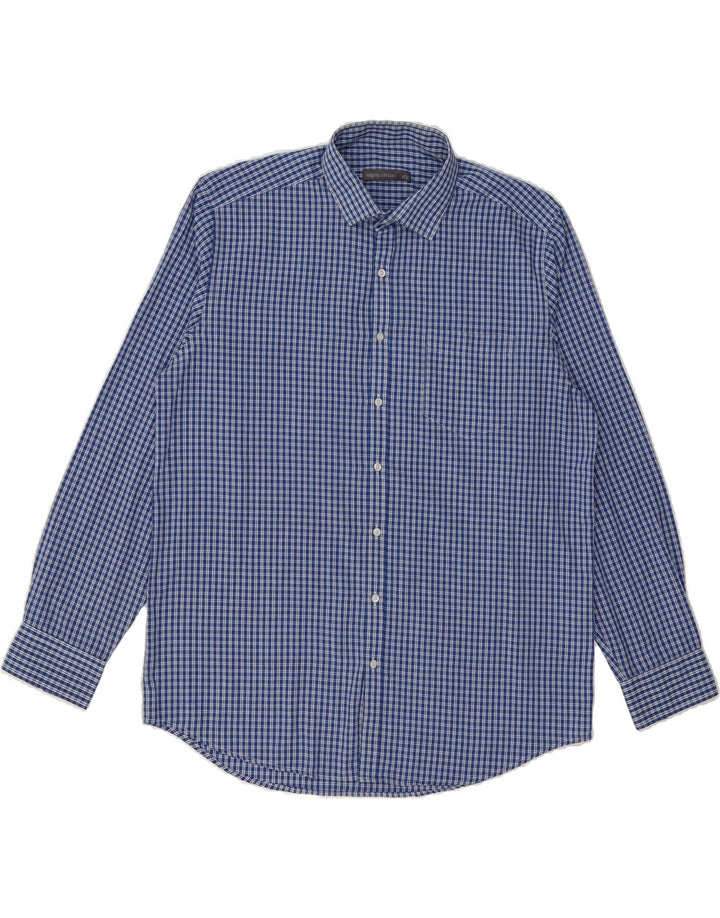 ANGELO LITRICO Mens Shirt Size 41/42 Large Blue Check Polyester Vintage Angelo Litrico and Second-Hand Angelo Litrico from Messina Hembry 