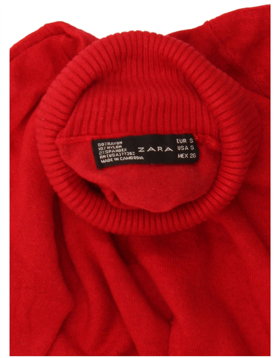 Zara Γυναικείο πουλόβερ με ρολό λαιμόκοψη UK 10 Small κόκκινο