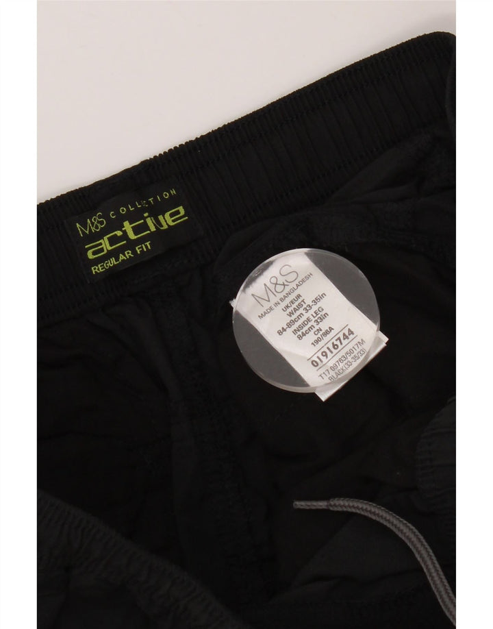 MARKS & SPENCER Ανδρικό παντελόνι Chino με κανονική εφαρμογή W33 L33 μαύρο βαμβακερό