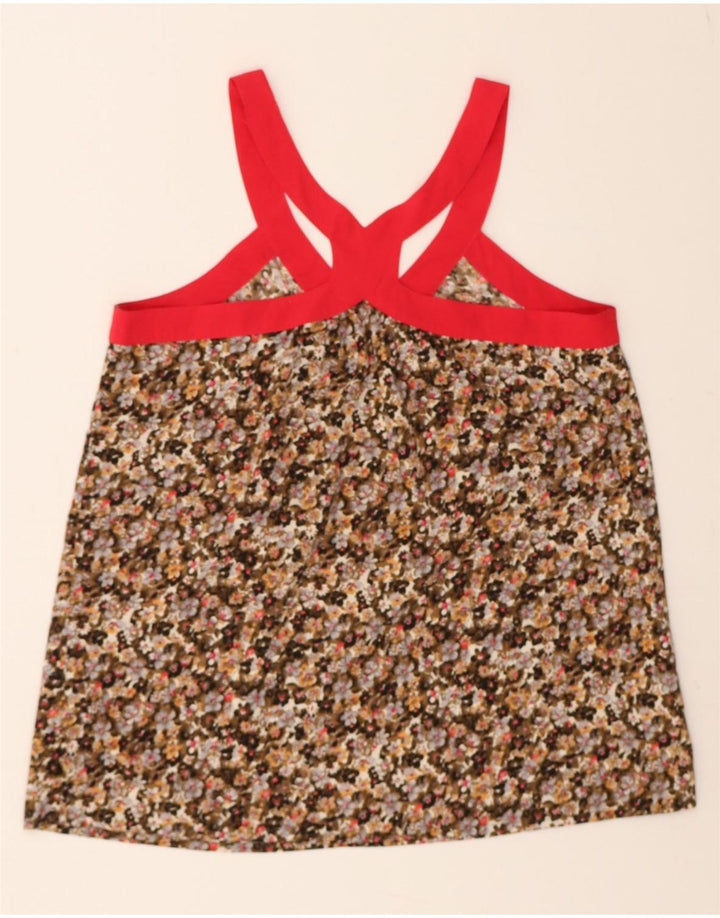 CALVIN KLEIN Womens Oversized Blouse Top UK 14 Medium Brown Floral Vintage Calvin Klein and Second-Hand Calvin Klein from Messina Hembry 