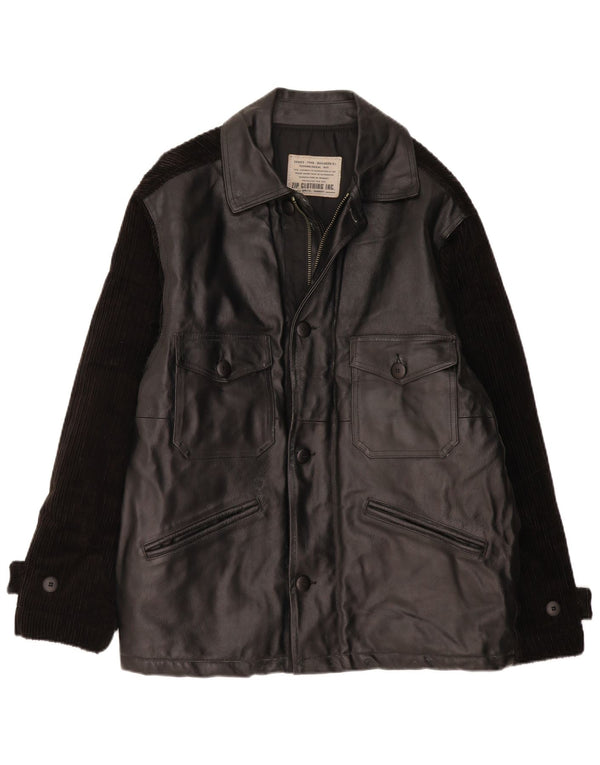 Vintage Ανδρικό Δερμάτινο Κοτλέ Μπουφάν UK 38 Medium Black Leather