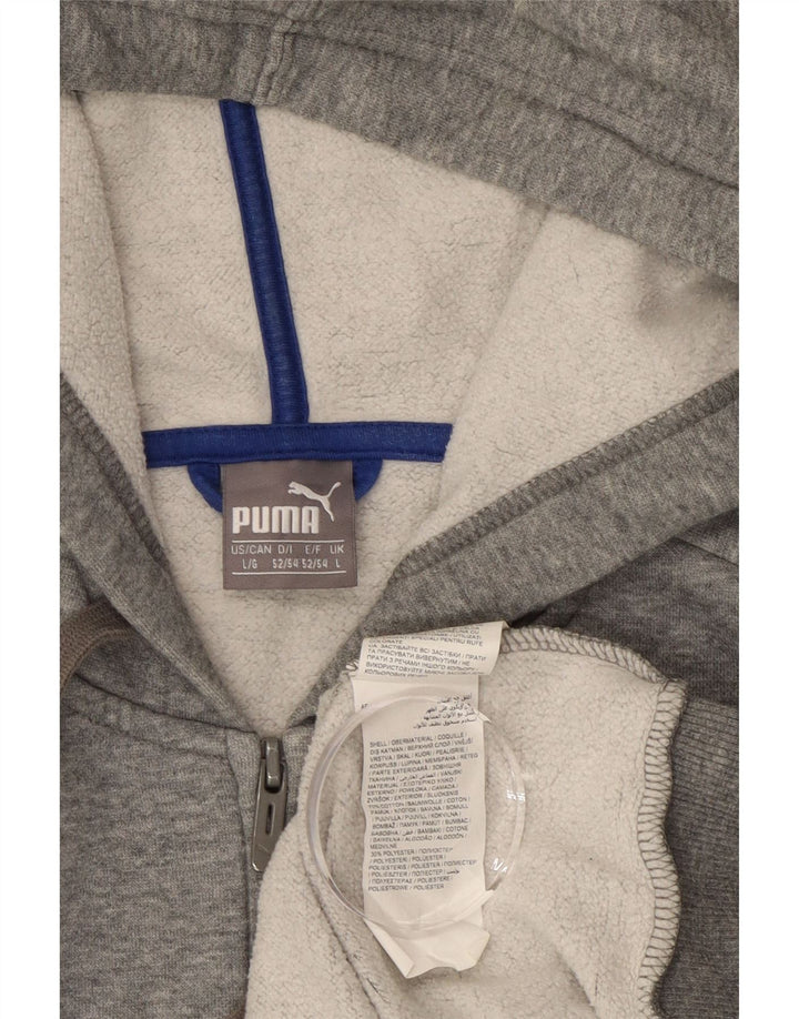 Ανδρικό πουλόβερ με κουκούλα με φερμουάρ PUMA μεγάλο γκρι βαμβακερό