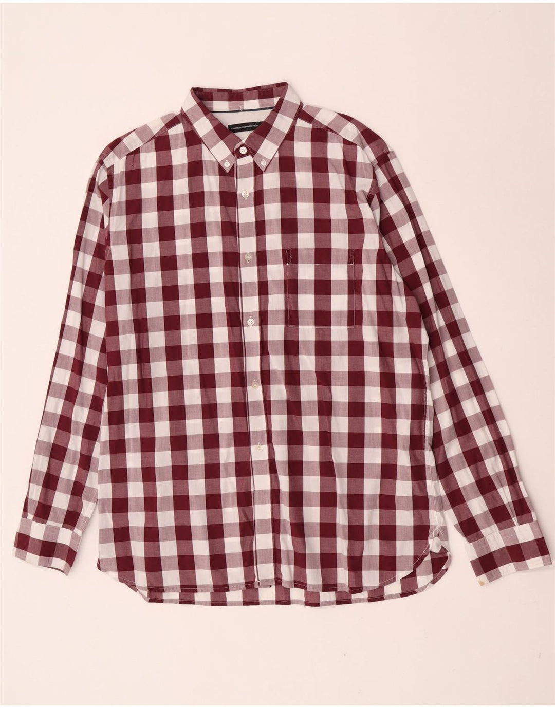 Ανδρικό πουκάμισο French Connection XL Βουργουνδί Gingham Cotton
