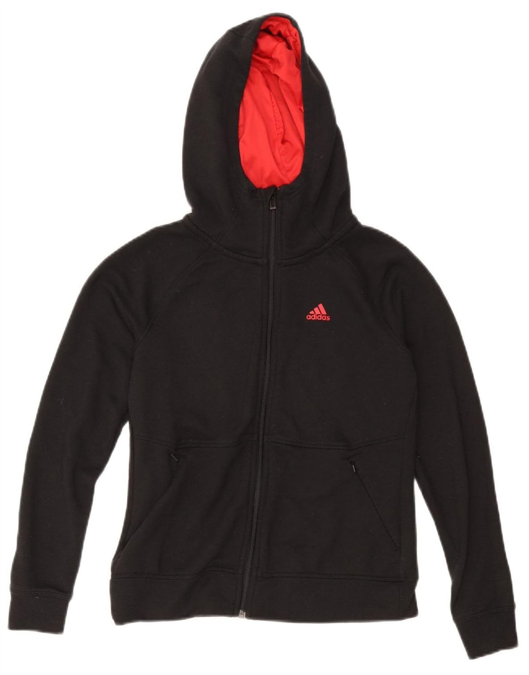 Γυναικείο πουλόβερ ADIDAS Climalite Zip Hoodie UK 4/6 XS μαύρο πολυεστέρα