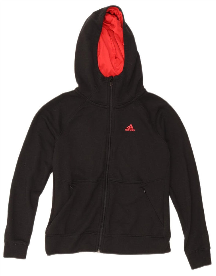 Γυναικείο πουλόβερ ADIDAS Climalite Zip Hoodie UK 4/6 XS μαύρο πολυεστέρα